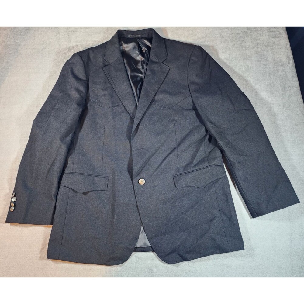 Red Sky Men's 42R Black Western Yoke Sport Coat Blazer Metal Button